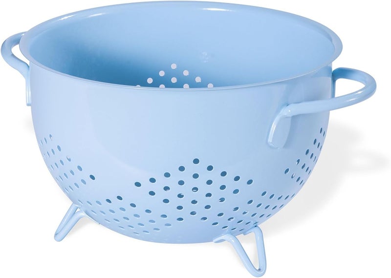 BeFare Metal Colander 5 Quart Powder Coated Self-draining Metal Strainer with Base,Kitchen Pasta Fruit Vegetable Basket with Double Handles,blue - Image 1